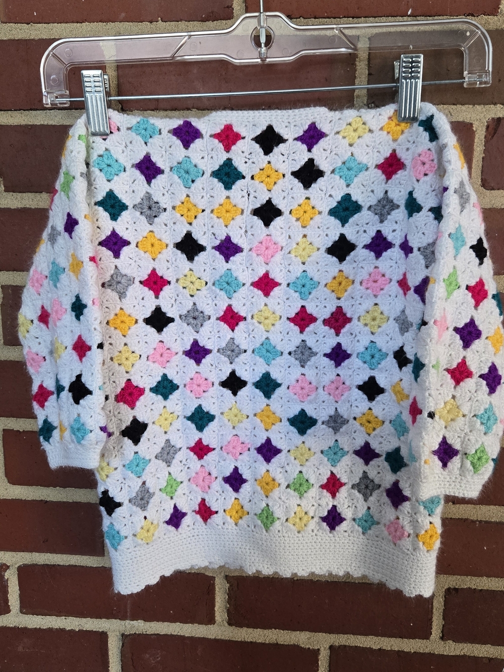 Vintage Handmade Crochet Granny Square Cardigan Kids Girls 4T Owl Buttons Boho - Picture 3 of 10
